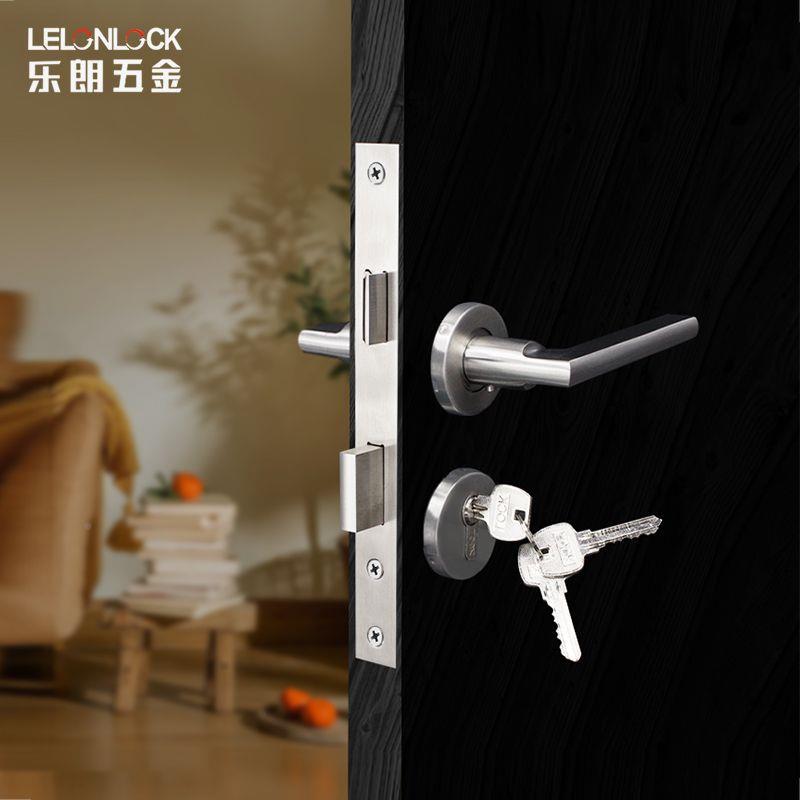 不钢3锈04室内门体RLH-02+R锁实心盗门锁卧室分双开门防火通防道