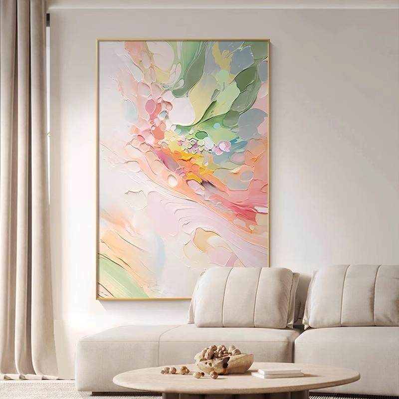 202关4新款彩色理油肌手绘客厅彩色艺术装饰画大芬村玄挂画抽画象,家居饰品,油画,淘宝优惠券,粉丝福利购,淘宝优惠卷