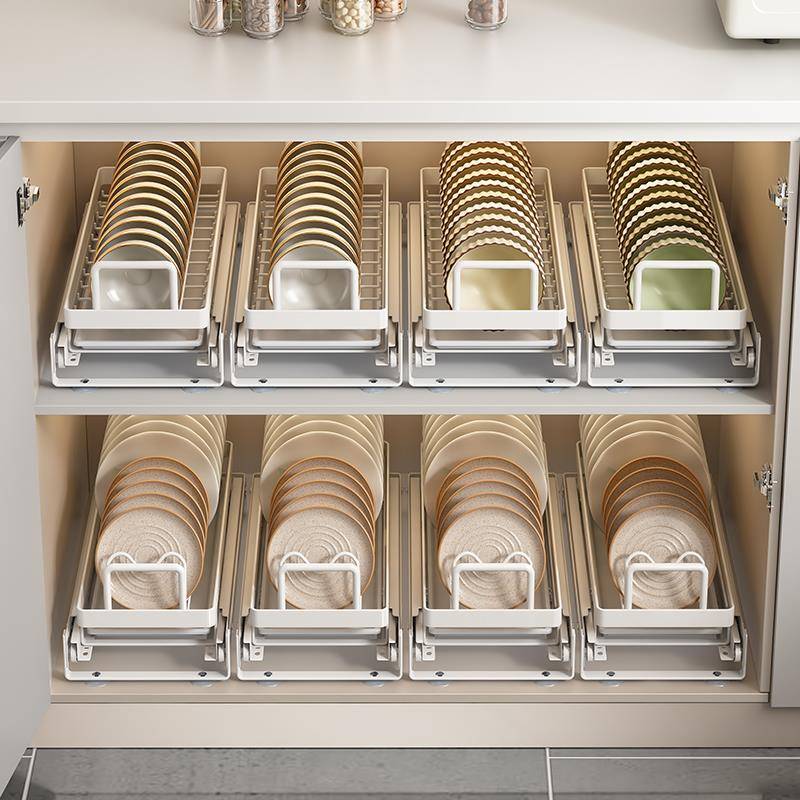 仕厨房帅拉碗抽碟架橱柜内2445抽拉拉篮碗架水抽屉式放碗盘子收纳