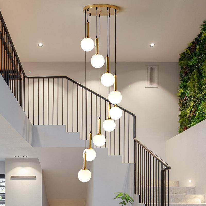 楼梯长吊后灯北欧6客厅灯现代别复式楼螺旋头吊灯简约730餐墅厅灯,家装灯饰光源,智能吊灯,淘宝优惠券,粉丝福利购,淘宝优惠卷