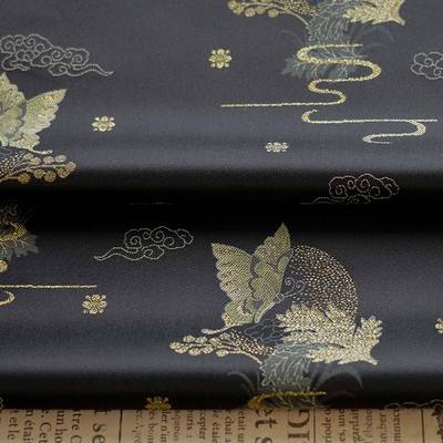 国风袍金蝴蝶织锦缎CB-N5-47马甲旗色丝织面料箱抱包枕提花布