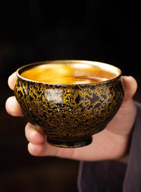 品非遗天然大漆建盏轻奢金主人杯复古风个人杯鎏BPU送礼自用高端