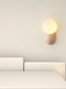 奶风床头壁灯北欧卧室油小壁道灯走廊接过灯免线儿童房34727间小