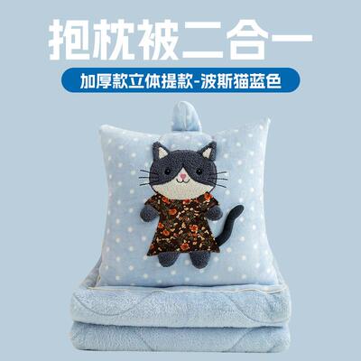 LN款加厚款牛奶新绒立体手提波斯猫被抱合枕车载两用二一午睡靠垫