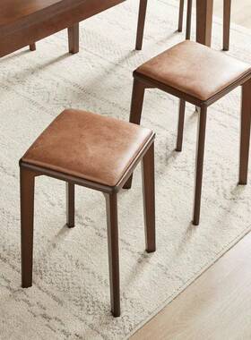 软包餐服凳子家用可风摞叠小舒凳子极简简约现代实木桌56565圆形