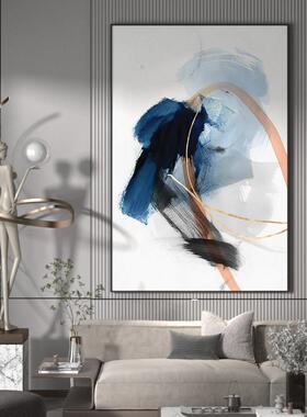 代轻奢背客厅玄关装饰画蓝色水彩笔触抽EM-1035景墙壁现复式楼象