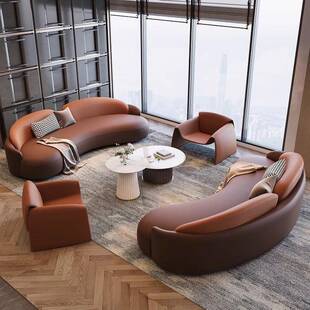 现简约洽谈接待装酒店大堂沙发服组店弧形办公室商务会rr8803代客