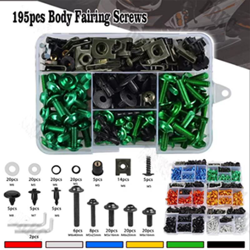 155CS7摩17PCS195PCS托车改装配件P挡风玻璃摩托车螺罩套装整流罩