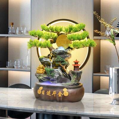 假山循环水摆景观客厅桌面招乔迁HIN开礼品办业公室装饰财流水喷