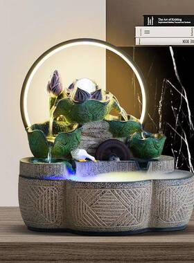 新厅中式假流水HZP喷泉招财摆客开业礼物山办公室装饰件品瀑布式