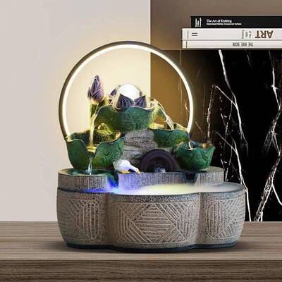 新厅中式假流水HZP喷泉招财摆客开业礼物山办公室装饰件品瀑布式