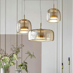 北欧餐厅单头灯简约板现代头轻吊奢吧台594咖啡厅样间床玻璃艺术