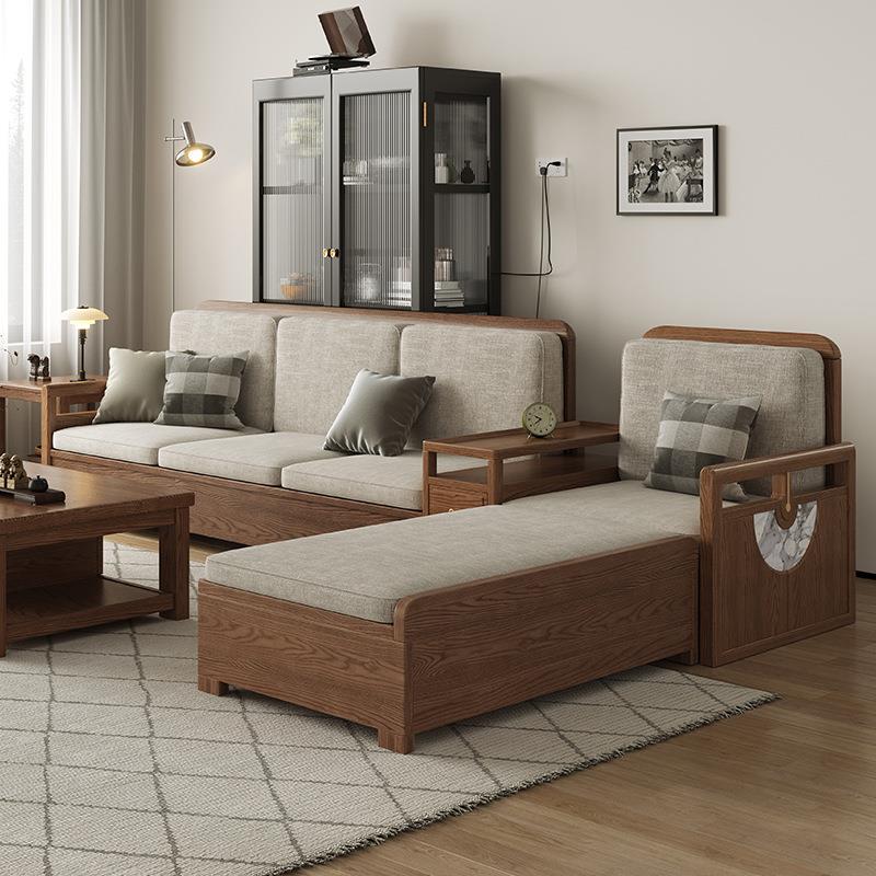 北欧全实木沙发组合客厅型现代约小户经济型白蜡简木高箱物储9724