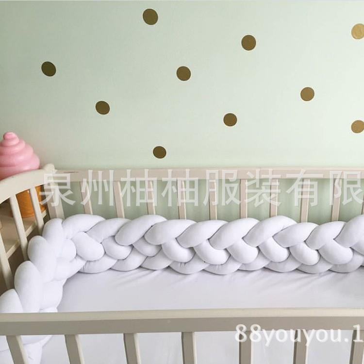 ins新四股丹麻麦编织枕花长条打结抱儿童床4股麻花款围栏护栏装饰
