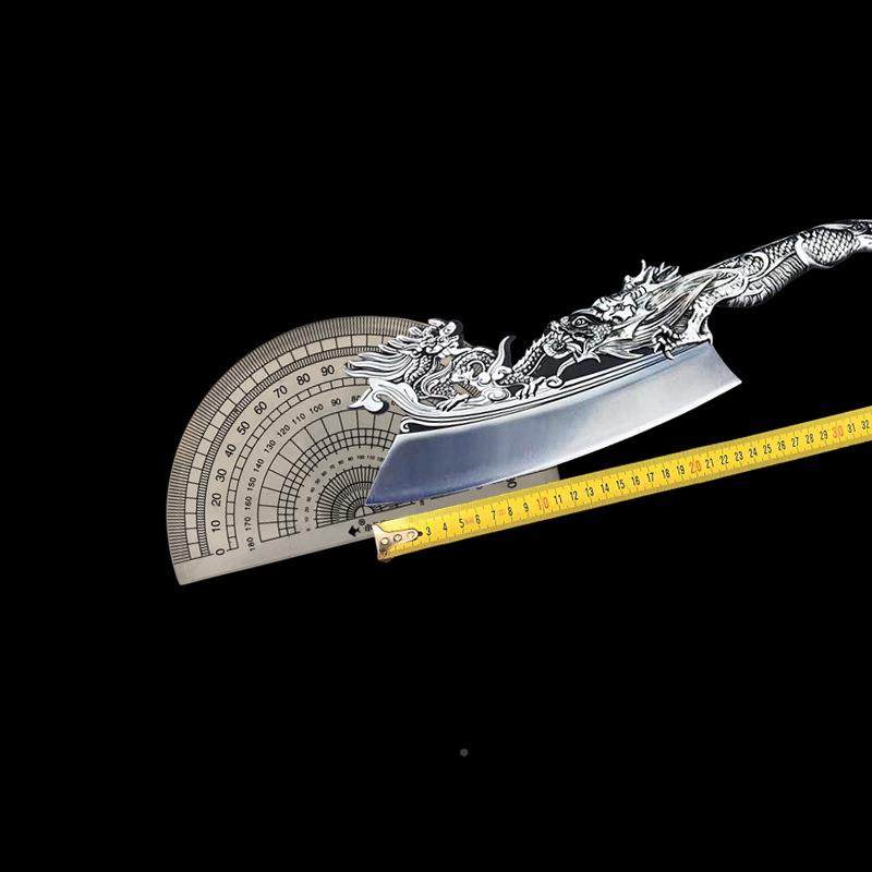 坚骨16007龙泉侠客堂砍骨刀龙不银锈钢刀龙图腾斩刀金属手柄重刀