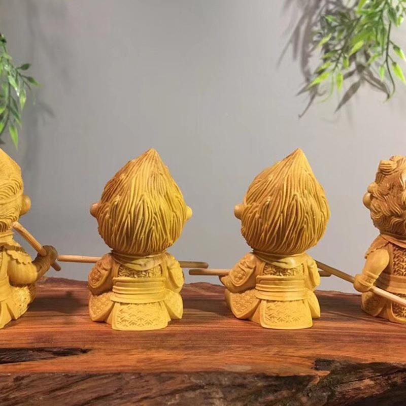 夏文化-天大黄杨木齐圣四齐件小华叶黄杨木雕刻手把件摆套饰供应