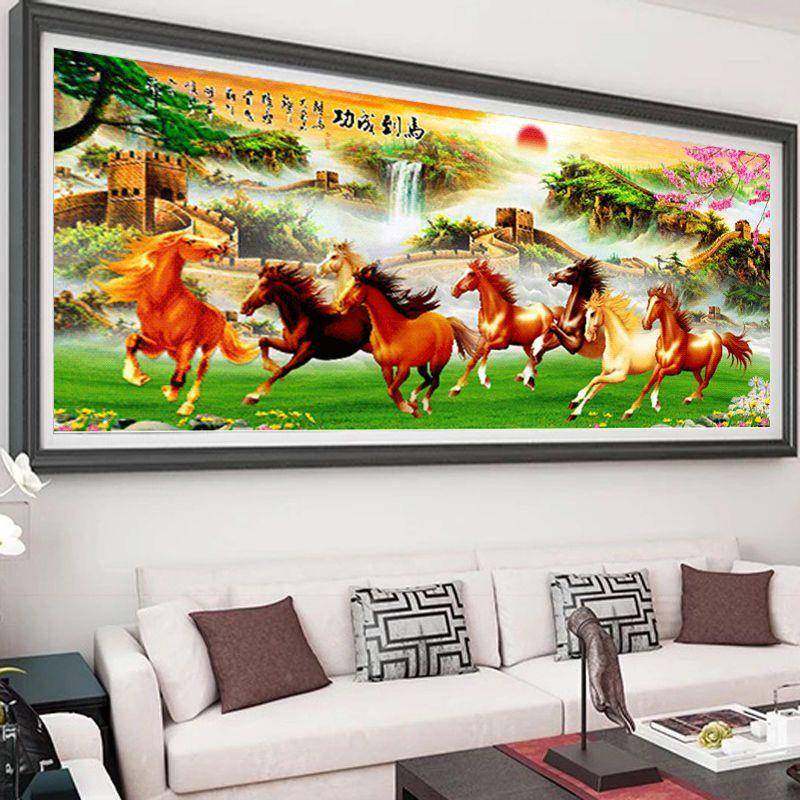 025新款钻满石画钻客功厅十字绣钻石2绣马到1801-35成八骏图刺绣,居家布艺,钻石绣,淘宝优惠券,粉丝福利购,淘宝优惠卷