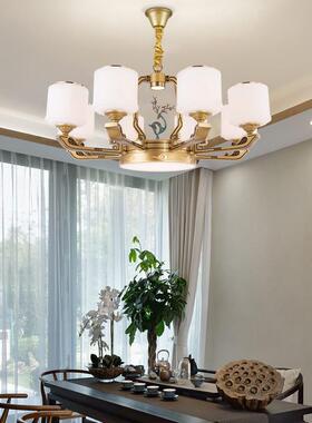 新中式14156客合金吊灯现代简灯约卧室餐厅禅意珐锌琅彩中国风灯