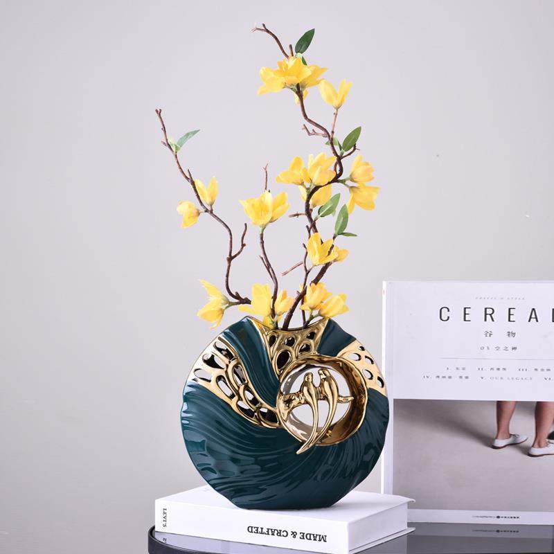 欧式件轻奢装饰品摆家居客厅视柜插花瓶摆件现代创意欢歌苹花电桌