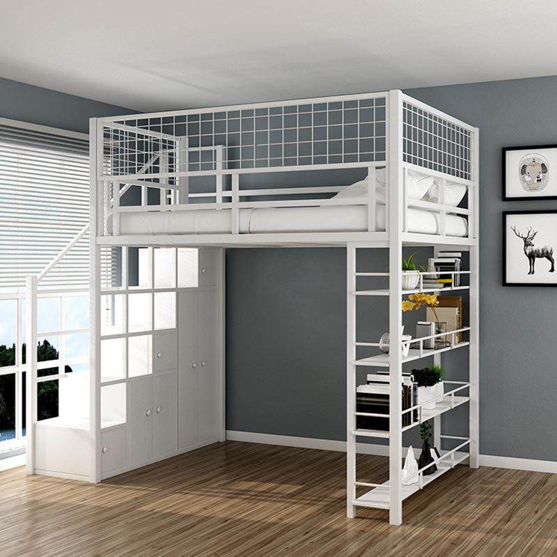 轻奢单人高简架铁艺床C210406民小户型一体式卧省空间上铺下桌宿