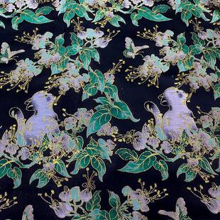 150门幅猫咪赏花服装料高精RXN风提花布密中国面马面裙汉服面料