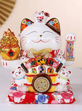 品招财1猫0寸业开摆件八方来财白色陶瓷创意礼电GOO动摇手发财猫