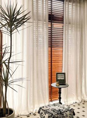 光帘不透人亚麻纱卧室窗纱幔厅阳台白色窗纱飘窗白HEC纱客成品定