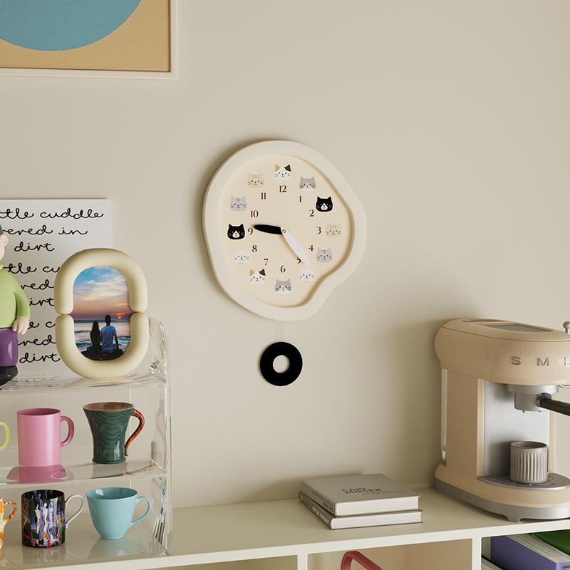 猫儿YH1-6咪奶油风童房静音钟表大挂钟客厅约现代气2024新款简网