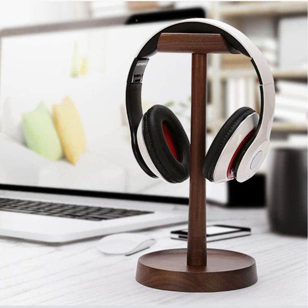 实木头戴式木架子耳机支胡桃木耳麦胡桃电脑耳机支架架耳收纳架桌