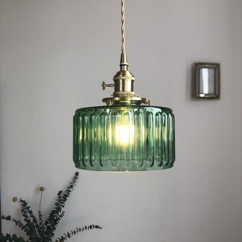 日复古简约黄玻璃吊灯创意铜个性民宿餐厅床头359吧台式玄阳关台