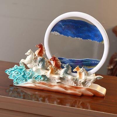 创意八骏马流画摆件轻现代客厅奢办公室家居沙ONY装饰品乔迁新居