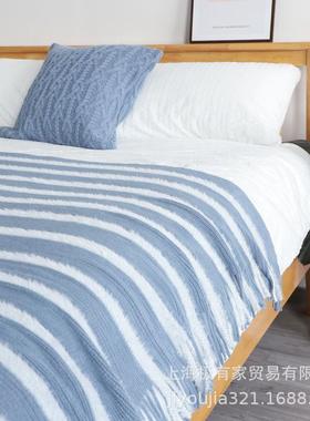 冬FRH夹毯花绒针织盖办公室午睡毯民宿床尾毛毯床搭沙发毯休秋闲