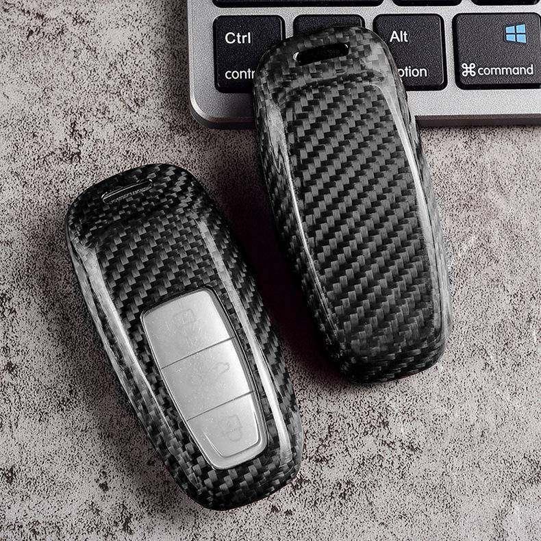 适用A于l奥迪l钥匙套a4la8q5lq355371q2lq7a6a35碳纤维钥匙壳