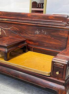 木国家具中式客厅印尼黑酸枝阔叶黄檀扶荷意沙发组合宽标IUL手无