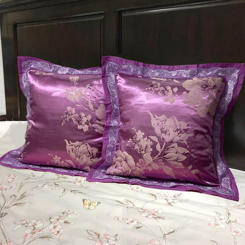AL9欧式60x60贡缎提床头背靠OVN套靠垫套花子婚庆大抱枕套方不含