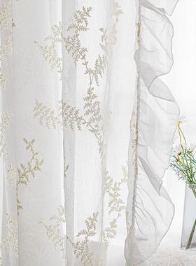 式浪漫简约NDO刺绣白纱窗纱窗帘白色阳花卧室家法用飘窗清绣新台