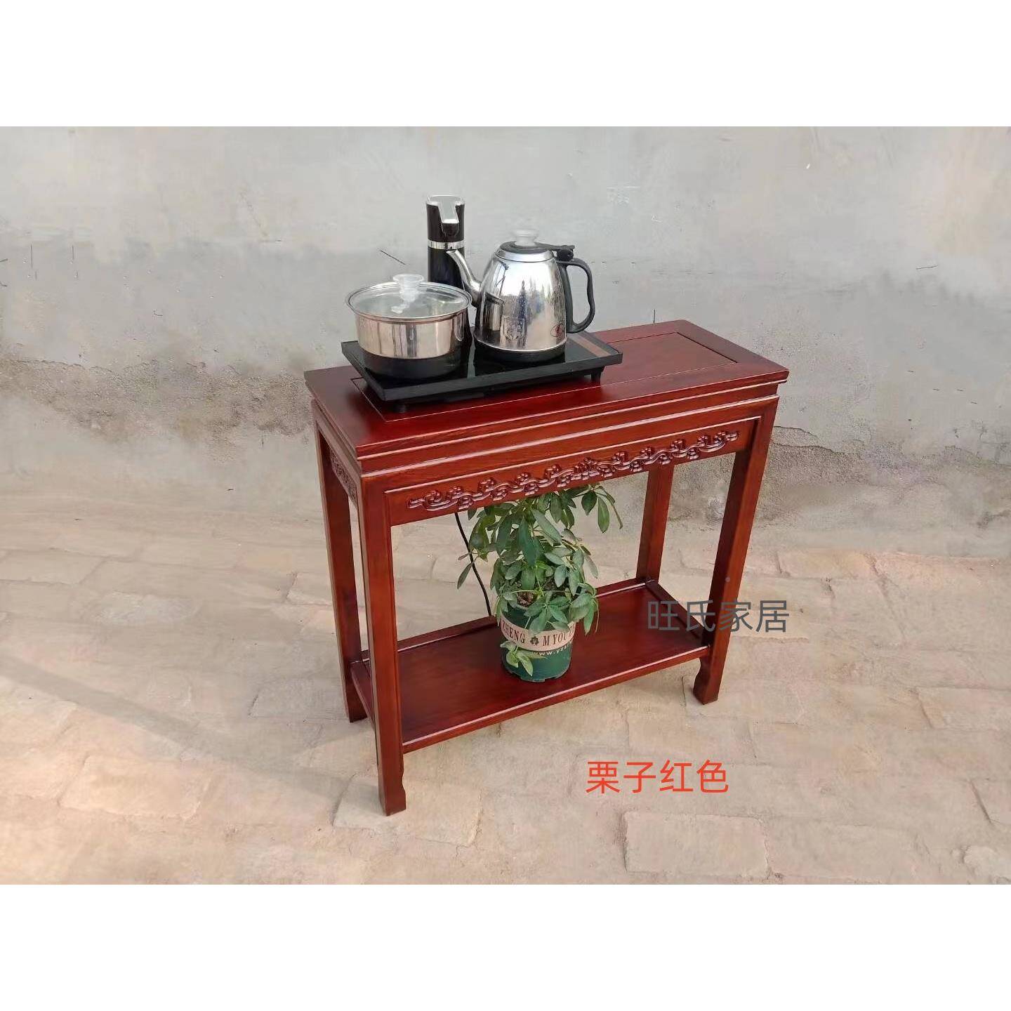 N5实木架长方客缸厅盆景架鱼架奇石形70×30*7底座沙发边几花角几