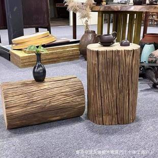 原木墩风化老榆9333木根雕凳子茶台底座实木老树墩花木架矮树桩墩