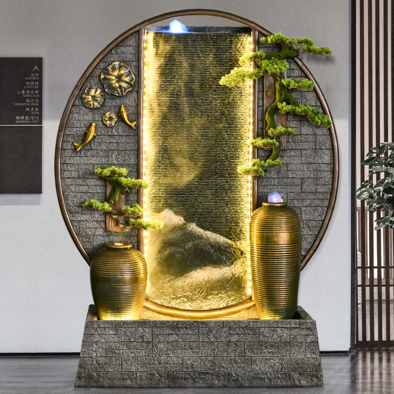 水幕墙流水背景屏风假山喷泉客厅玄关庭院落地流水墙装饰花园摆件