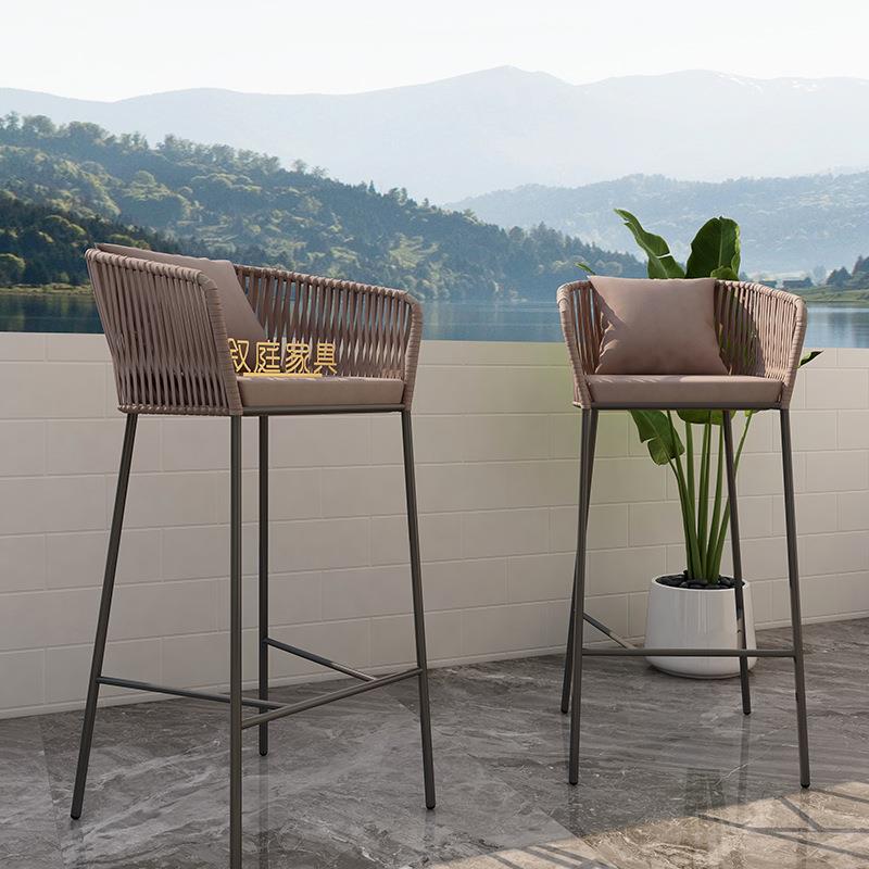 户外花园庭网院露台台高阳脚椅休闲湖边沙发PL管编织餐吧厅酒吧酒