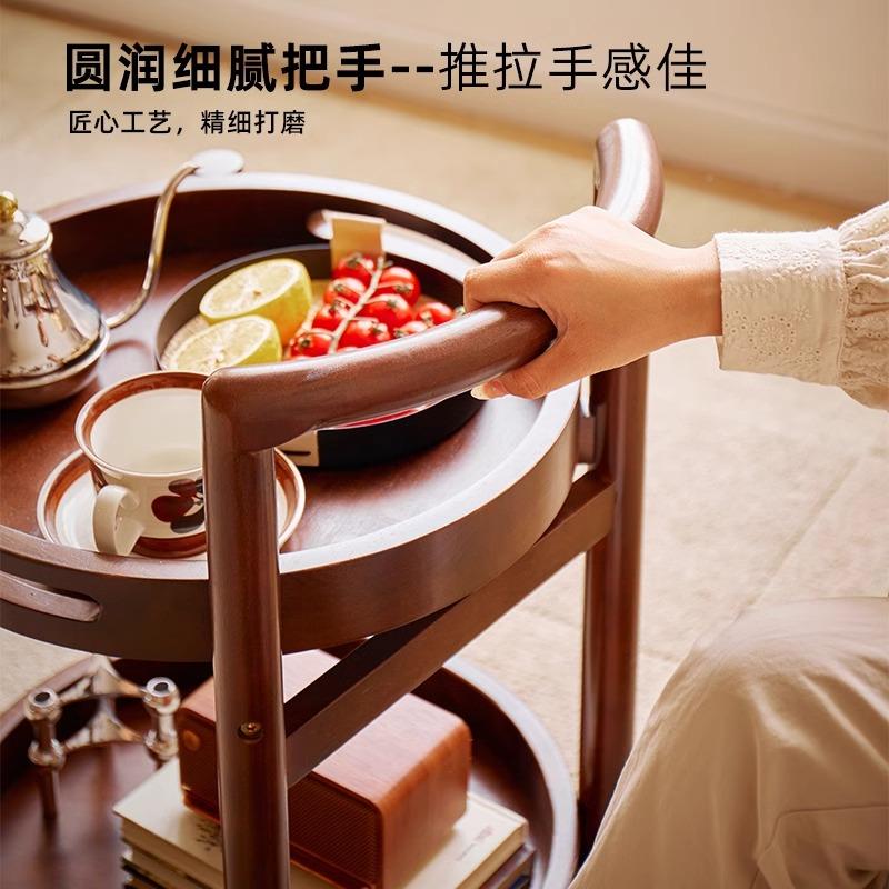 曼实木沙发边客几小茶厅几可移动小推车带轮床逸头桌置物架RF-CJ7