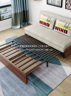 红发叠沙发床两用伸多功能储物缩客厅推拉网人双人沙94132浅灰色