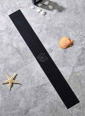 境DE100068黑形地色长条漏大排量04不锈钢防臭卫跨生间淋浴房阳台