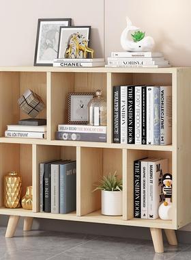 实儿童书架地置落物架幼儿园格子柜书窄柜木矮柜WRZ墙边小柜一体