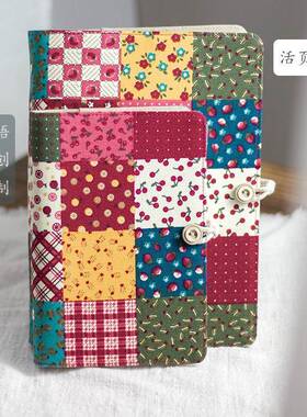 上新页A6手账活本文布艺记IOU本笔拼风日记本布艺手工记事本方格