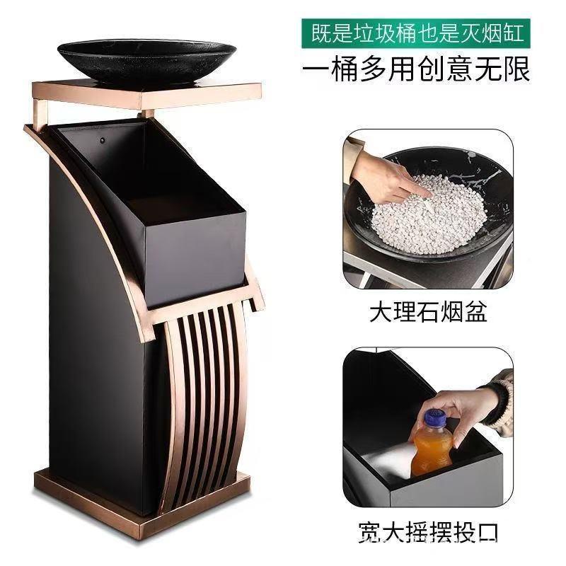 店大堂立式垃圾商用不锈酒钢46205桶带烟缸商场灰宾馆KTV大厅走廊