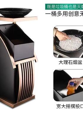 店大堂立式垃圾商用不锈酒钢46205桶带烟缸商场灰宾馆KTV大厅走廊