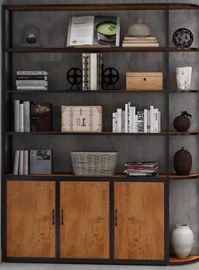 美式艺客厅屏铁风层多收纳实木储物柜隔断置物架办室书MOL柜公展