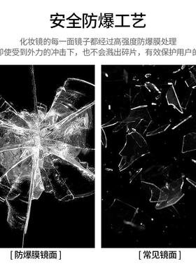 led带灯圆形镜镜子梳妆台壁镜子墙化妆镜挂主卧室梳妆挂CIG智能防