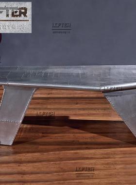 铝皮铆钉个性大班桌LOFT业T8310工风古做旧板机翼复形办公桌老台